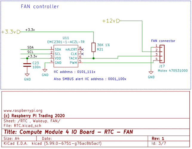 EMC2301 Raspberry Pi CM4 IO Fan schematic